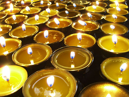 Candles in Tibetan Monastery