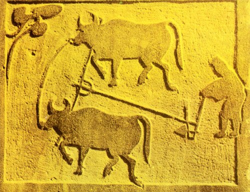 Han Dynasty Mural Painting the Moldboard Plow