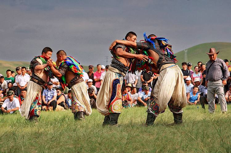 Mongolian Men Wrestling